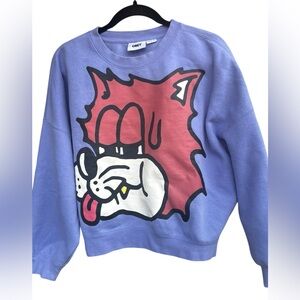 Obey Stray Cat HTF Lavender Fleece Crewneck Oversized Sweatshirt